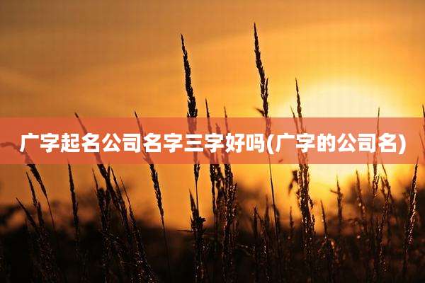 广字起名公司名字三字好吗(广字的公司名)