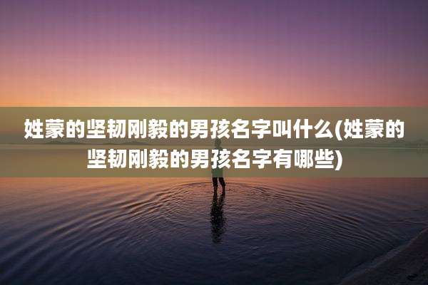 姓蒙的坚韧刚毅的男孩名字叫什么(姓蒙的坚韧刚毅的男孩名字有哪些)