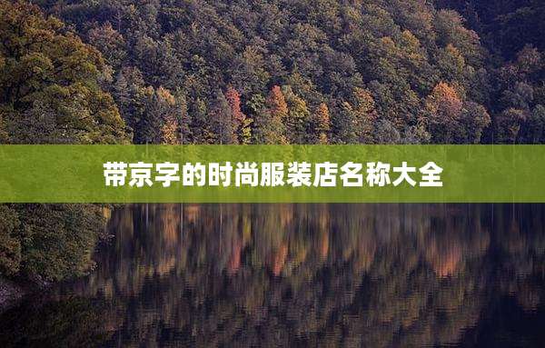 带京字的时尚服装店名称大全