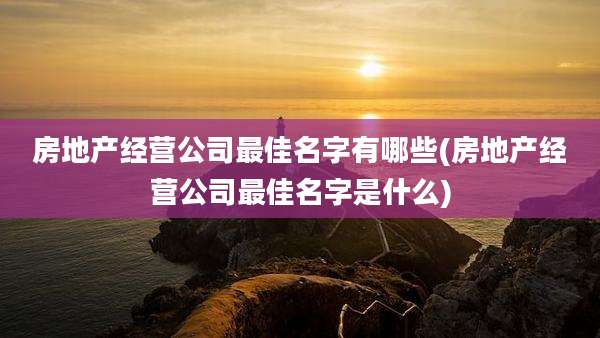 房地产经营公司最佳名字有哪些(房地产经营公司最佳名字是什么)