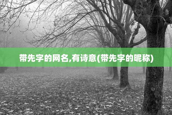 带先字的网名,有诗意(带先字的昵称)