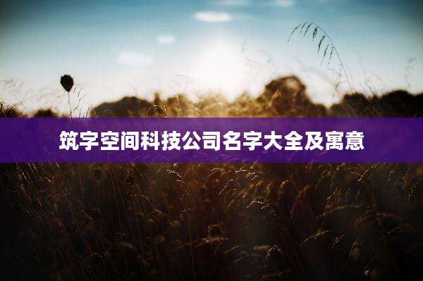 筑字空间科技公司名字大全及寓意