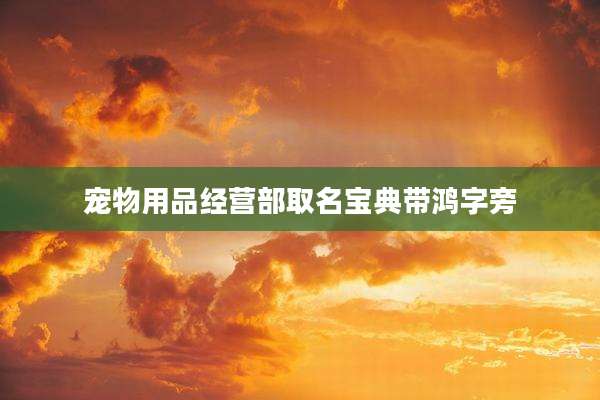 宠物用品经营部取名宝典带鸿字旁