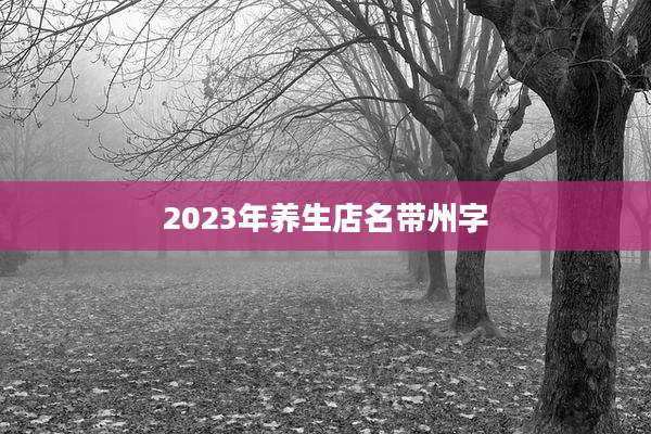 2023年养生店名带州字
