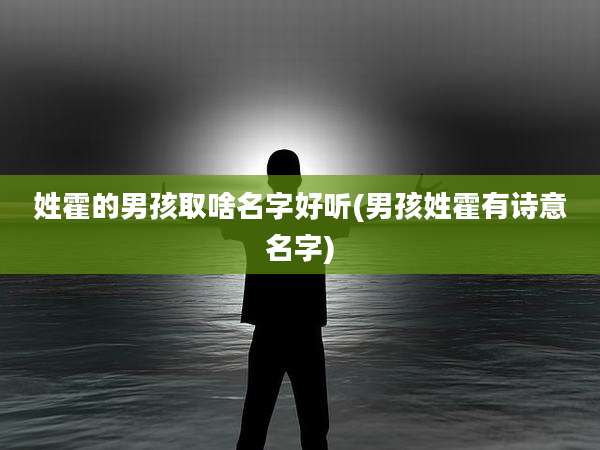 姓霍的男孩取啥名字好听(男孩姓霍有诗意名字)