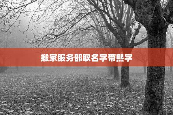 搬家服务部取名字带熙字