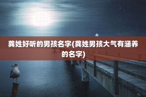 龚姓好听的男孩名字(龚姓男孩大气有涵养的名字)