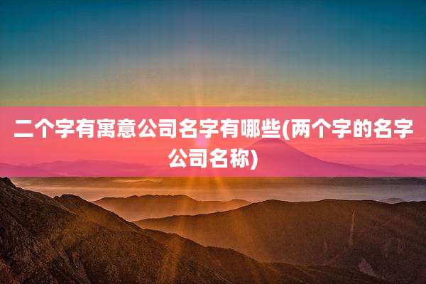 二个字有寓意公司名字有哪些(两个字的名字公司名称)