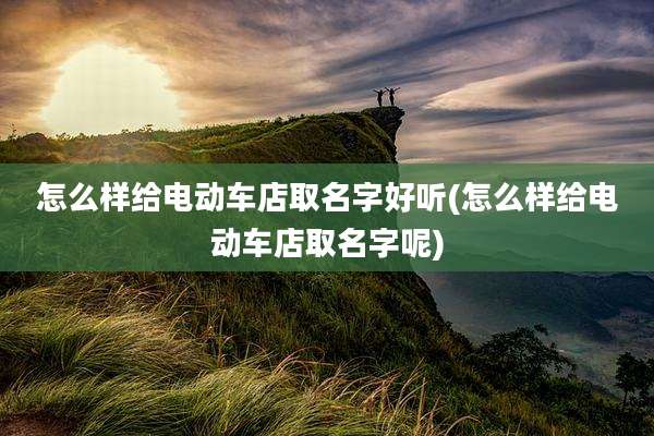 怎么样给电动车店取名字好听(怎么样给电动车店取名字呢)