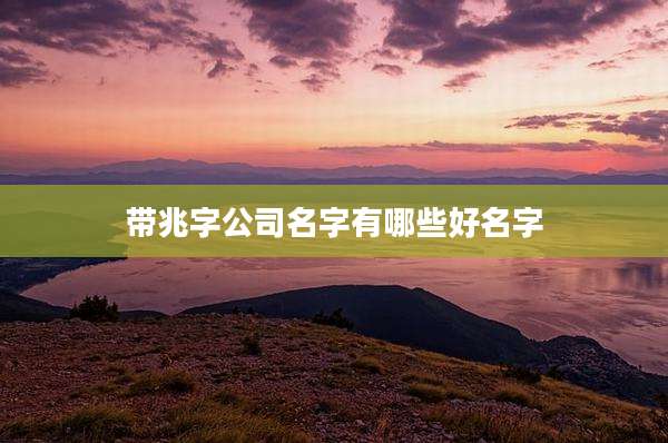 带兆字公司名字有哪些好名字