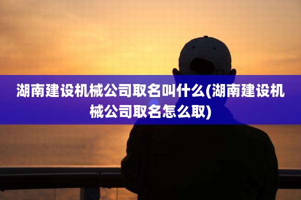 湖南建设机械公司取名叫什么(湖南建设机械公司取名怎么取)