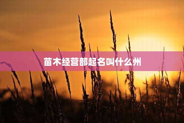 苗木经营部起名叫什么州