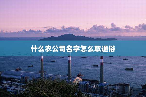 什么农公司名字怎么取通俗