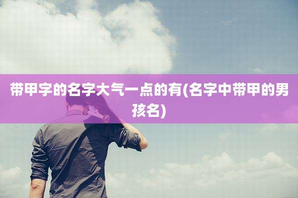 带甲字的名字大气一点的有(名字中带甲的男孩名)