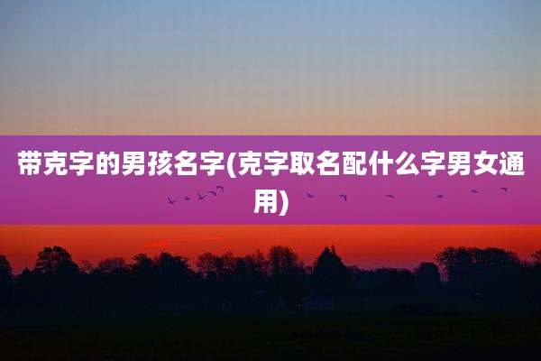 带克字的男孩名字(克字取名配什么字男女通用)