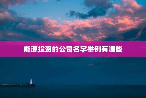 能源投资的公司名字举例有哪些