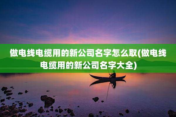 做电线电缆用的新公司名字怎么取(做电线电缆用的新公司名字大全)