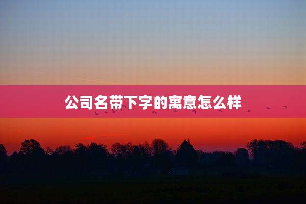 公司名带下字的寓意怎么样