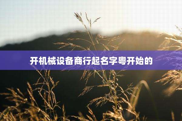 开机械设备商行起名字粤开始的