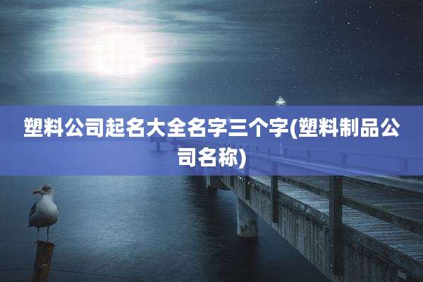塑料公司起名大全名字三个字(塑料制品公司名称)