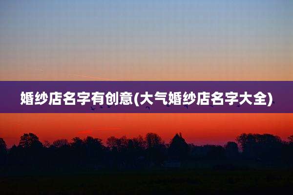 婚纱店名字有创意(大气婚纱店名字大全)