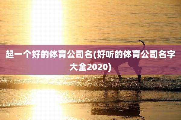 起一个好的体育公司名(好听的体育公司名字大全2020)
