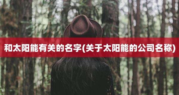 和太阳能有关的名字(关于太阳能的公司名称)