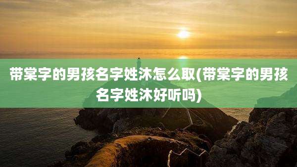 带棠字的男孩名字姓沐怎么取(带棠字的男孩名字姓沐好听吗)