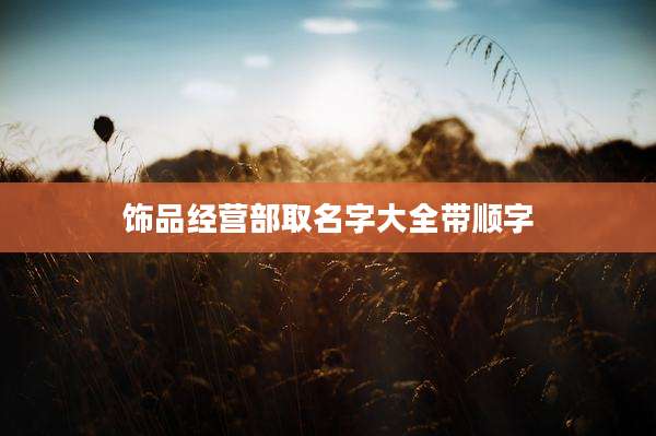 饰品经营部取名字大全带顺字