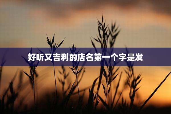 好听又吉利的店名第一个字是发