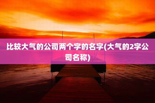 比较大气的公司两个字的名字(大气的2字公司名称)