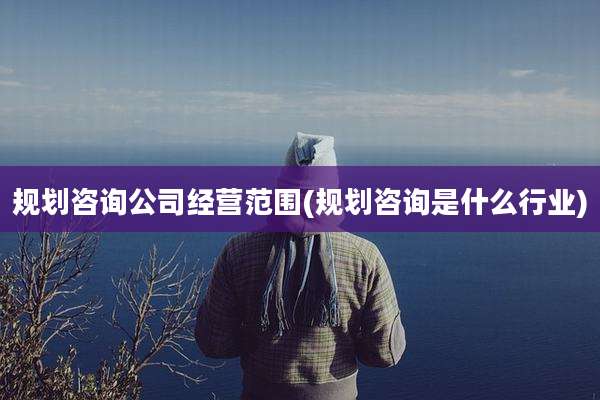 规划咨询公司经营范围(规划咨询是什么行业)