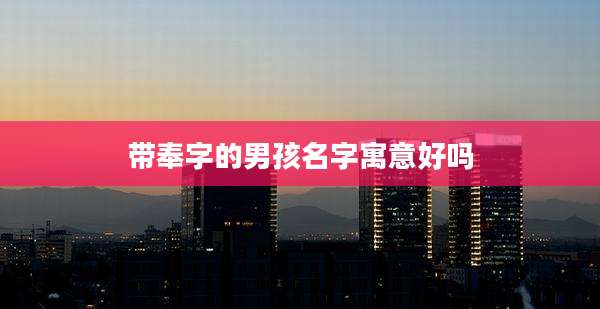 带奉字的男孩名字寓意好吗