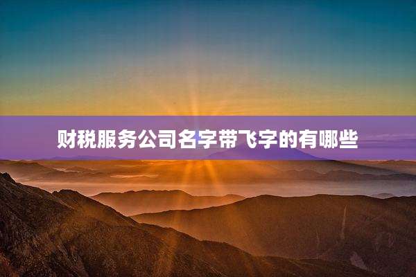 财税服务公司名字带飞字的有哪些