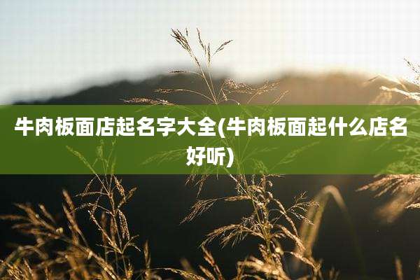 牛肉板面店起名字大全(牛肉板面起什么店名好听)