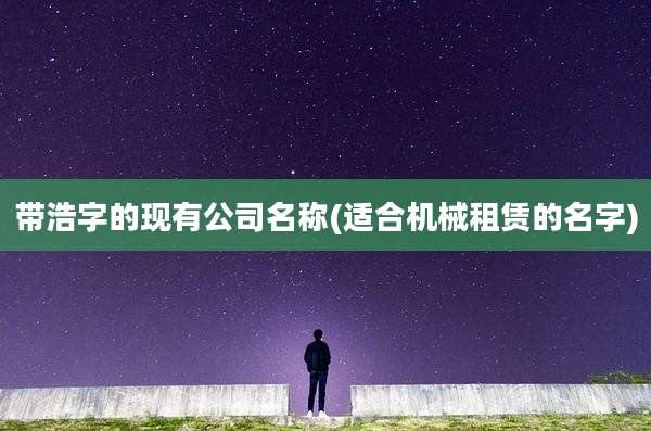 带浩字的现有公司名称(适合机械租赁的名字)