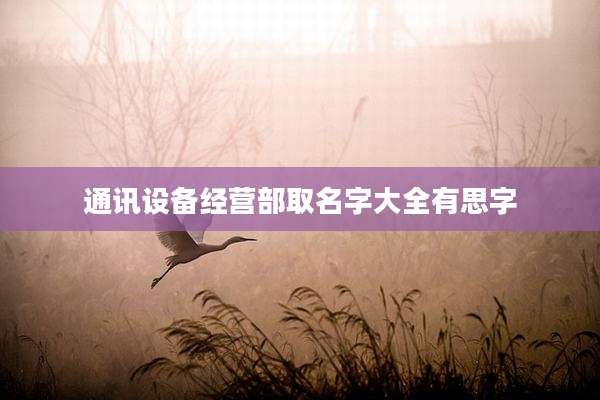 通讯设备经营部取名字大全有思字