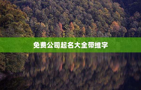 免费公司起名大全带维字