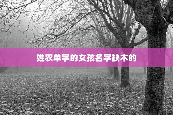 姓农单字的女孩名字缺木的