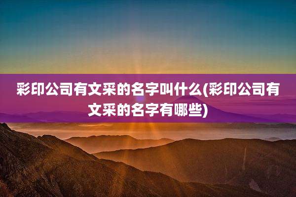 彩印公司有文采的名字叫什么(彩印公司有文采的名字有哪些)