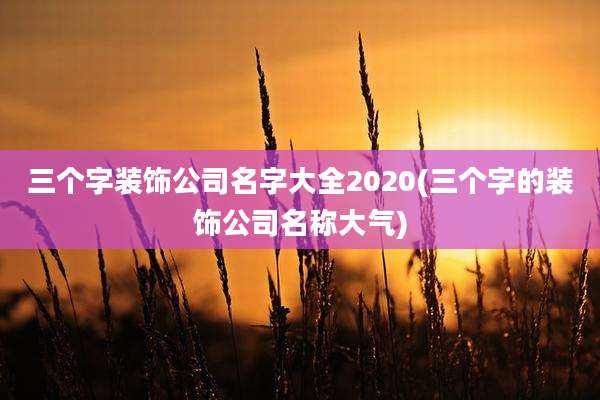 三个字装饰公司名字大全2020(三个字的装饰公司名称大气)