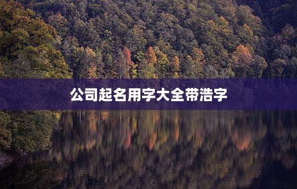 公司起名用字大全带浩字