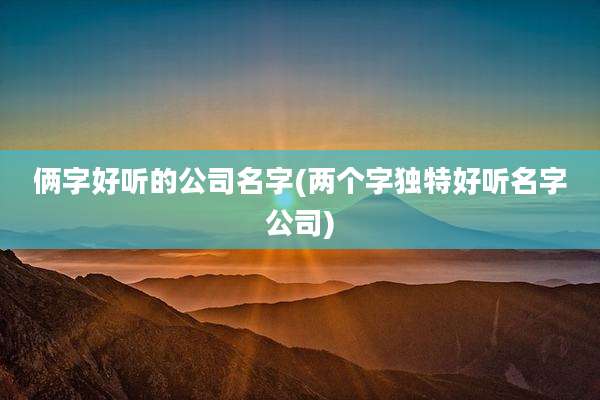 俩字好听的公司名字(两个字独特好听名字公司)