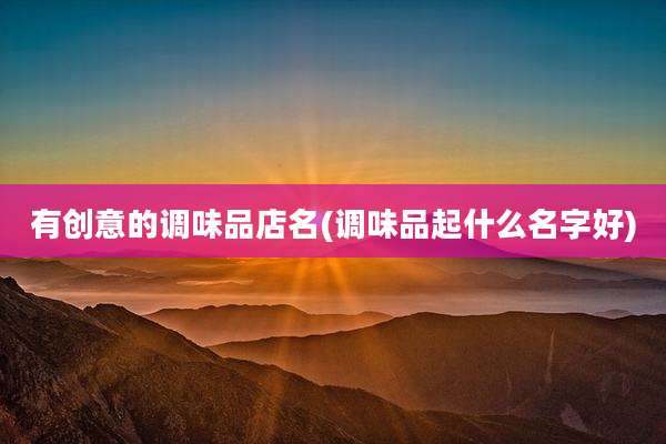 有创意的调味品店名(调味品起什么名字好)