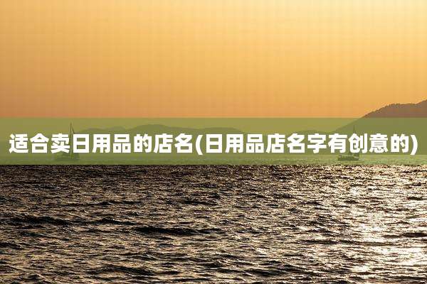 适合卖日用品的店名(日用品店名字有创意的)