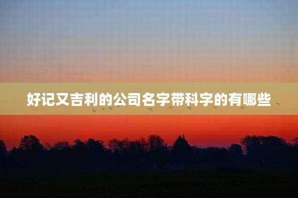 好记又吉利的公司名字带科字的有哪些