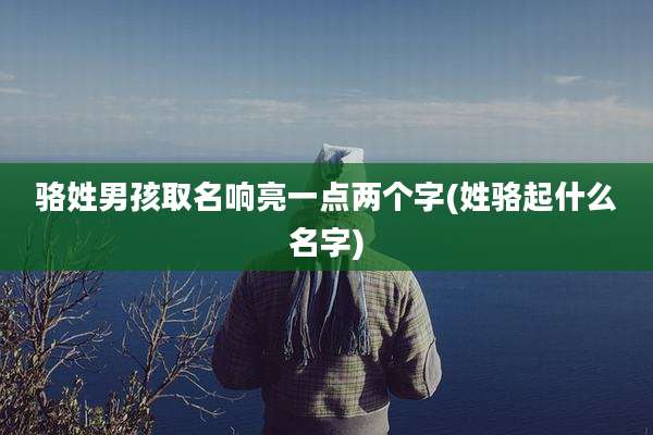 骆姓男孩取名响亮一点两个字(姓骆起什么名字)
