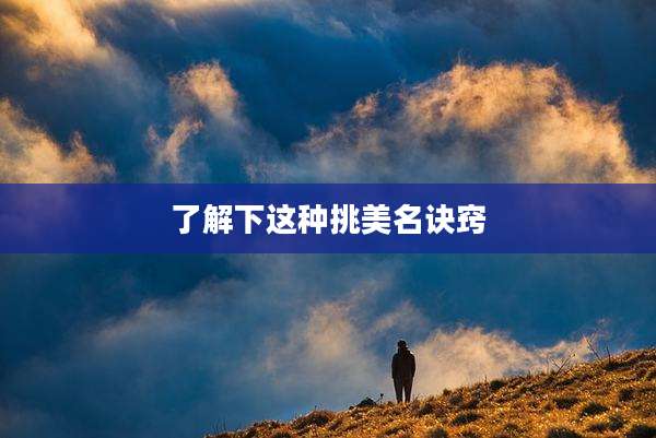 了解下这种挑美名诀窍