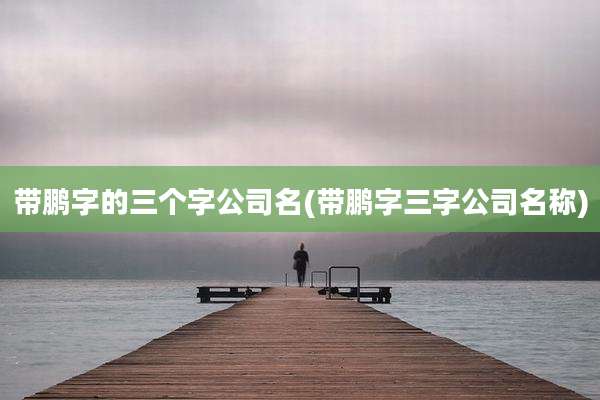 带鹏字的三个字公司名(带鹏字三字公司名称)