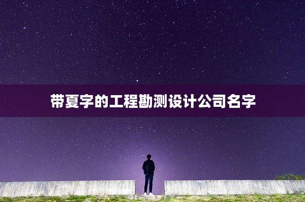 带夏字的工程勘测设计公司名字